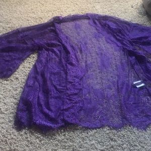 NWOT Deep Purple Sexy Lace Robe size Medium